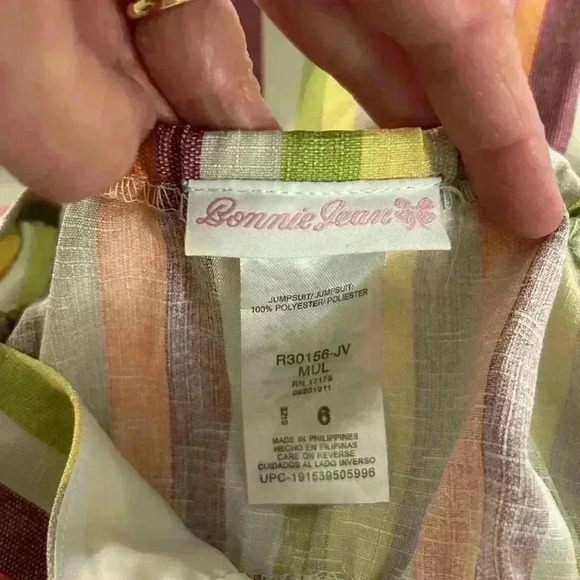 Bonnie Jean Girls Striped Romper Size 6. - Picture 6 of 7